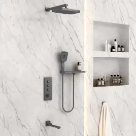 Душевая система  Vincea  VSFW-431T1RGM VSFW-431T1RGM  с термостатом, встраиваемая, вороненная сталь