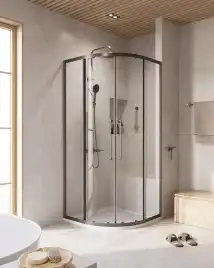 Душевой уголок CEZARES RELAX-304-R-2-90-C-GM прозрачное стекло, профиль Оружейная сталь