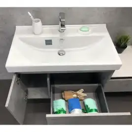Тумба с умывальником Comforty Осло 80 Бетон светлый, 00-00000836