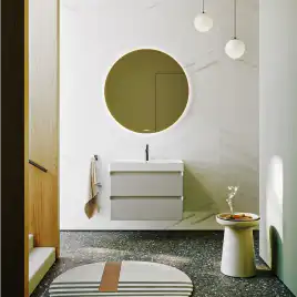 Тумба с раковиной подвесная Aqwella Geometria 80 GE01082ST, с двумя ящиками, цвет серый туман