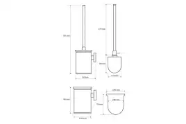 Ершик для унитаза подвесной (металл) черная щётка 9,5 см BEMETA OMEGA 104913117