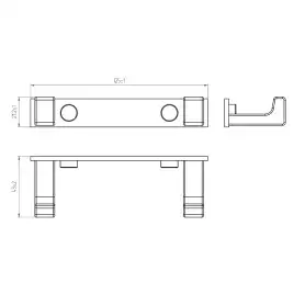 Планка AVS Rook, черный матовый, 2 крючка