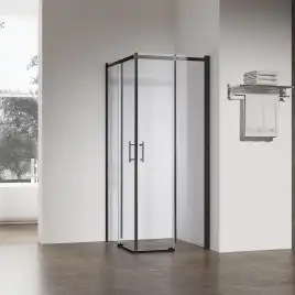 Душевой уголок Veconi Rovigo RV-50B 100х100х195, профиль Черный, стекло прозрачное (RV50B-100100-01-C8)