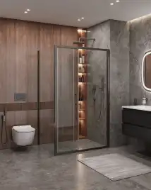 Душевой уголок CEZARES MOLVENO-AHF-31-120/90-C-GM-IV стекло Прозрачное, профиль Оружейная сталь