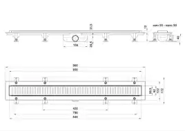 Душевой лоток Good Door 850  с решеткой под плитку, сухой затвор) ТЛ00048, Черный матовый