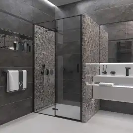 Душевая дверь Veconi Vianno VN-73B 100 см, VN73B-100-01-C4, профиль Черный, стекло Прозрачное