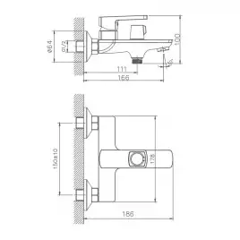 Смеситель для ванны Haiba HB60176 с коротким изливом, хром