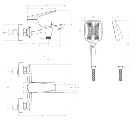 Смеситель для ванны и душа Cezares LINER-VD-01, Хром