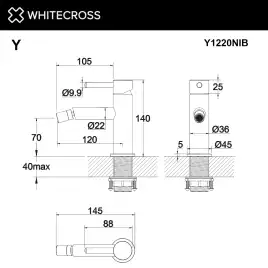 Смеситель для биде Whitecross Y brushed nickel Никель брашированный, Y1220NIB