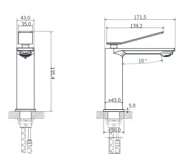Смеситель для раковины Vincea Verse VBF-2VE1GM однорычажный, вороненая сталь