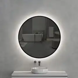 Зеркало с подсветкой AVS Виктория 100x100 см, черное