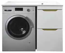 Тумба с раковиной Azario Magenta 110 CS00079140 правая под стиральную машину, Белая глянцевая