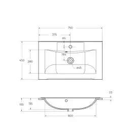 Тумба под раковину BelBagno MARINO-750-2C-SO-BO-P подвесная Bianco Opaco