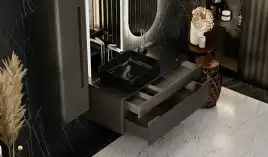 Тумба под раковину Jorno SHINE 100 Shi.01.100/P/A Серый антрацит