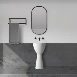 Раковина напольная ABBER STEIN 45х45х90 AS2507, круглая, белая матовая