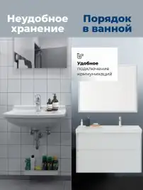 Тумба под раковину Aquanet Nova Lite 2.0 100 белый глянец, правая, 346312