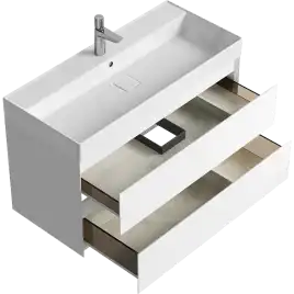 Тумба с раковиной подвесная Aqwella Geometria 100 GE01102WM, с двумя ящиками, цвет белый