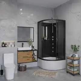 Душевая кабина Niagara Classic 90х90х210 NG-6508-14BKTG высокий поддон, с гидромассажем, 65081434BKTG