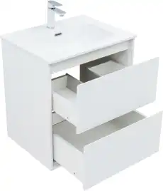 Тумба под раковину Aquanet Милан 60 белый глянец, подвесная, 336367