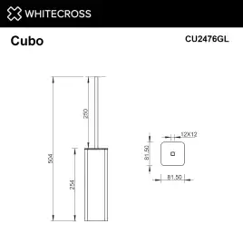 Ершик для унитаза Whitecross CUBO gold, CU2476GL, Золото глянцевое
