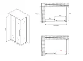 Душевой уголок ABBER Schwarzer Diamant 120х85 см, AG30120BH-S85B, профиль черный, стекло прозрачное