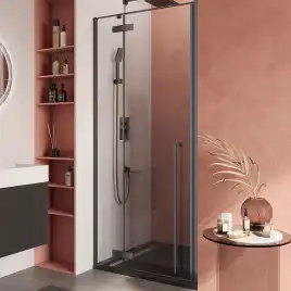 Душевая дверь Cezares Liner 90 см, LINER-B-12-90-C-NERO-R, профиль Черный, стекло Прозрачное