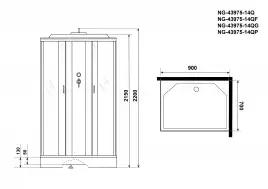 Душевая кабина Niagara Classic 90х70х215 NG-43975-14QG низкий поддон, с гидромассажем, 439753QG