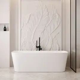 Ванна  Abber Stein 170х75 AS9617 из искусственного камня, Белая матовая