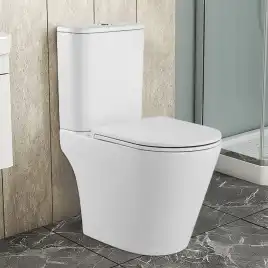 Унитаз напольный Azario Berton AZ-6093 безободковый, смыв Торнадо, с бачком и сидением микролифт, Белый глянцевый