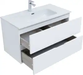 Тумба под раковину Aquanet Алвита New 90 2 ящика, белый матовый 303920