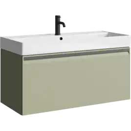 Тумба с раковиной подвесная Aqwella 5 Stars Pure 100 см, PUR0110SH, цвет Шалфей зелёный
