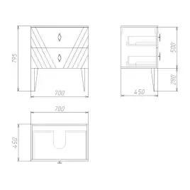 Тумба под раковину Grossman Вива 70 подвесная, белая глянцевая (107012)
