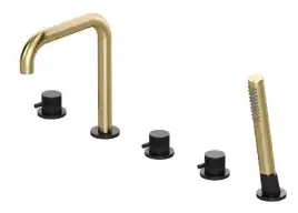 Смеситель на борт ванны Allen Brau Priority 5.31007-31GB (с внутренней частью) черный/золото