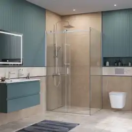 Душевой уголок BelBagno SOFT_CLOSE-2-AH-1-130/90-C-Cr стекло прозрачное, профиль Хром