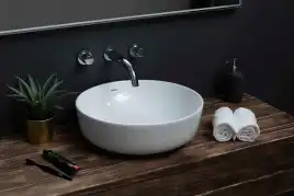 Раковина накладная Aquanet MOON-1 41,5х41,5х13,5 круглая, Белая глянцевая