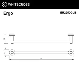 Полотенцедержатель Whitecross ERGO gold brushed 45 см, ER2250GLB, Золото брашированное