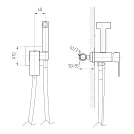Гигиенический душ со смесителем AVS Cube 811-231-GM, оружейная сталь