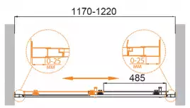 Душевая дверь Cezares MOLVENO 120 см, MOLVENO-BF-1-120-P-Cr, профиль Хром, стекло Матовое