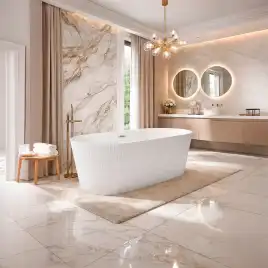 Ванна акриловая Azario ROUSE 170x75 AZ-6605C отдельностоящая, в комплекте с сифоном и металлической рамой