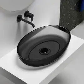 Раковина накладная ABBER KRISTALL 60х40х13 AT2801Onyx, овальная, черная