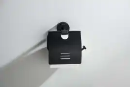 Держатель туалетной бумаги Aquatek Бетта AQ4609MB с крышкой, Черный матовый