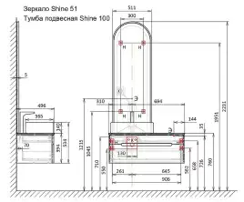 Тумба под раковину Jorno SHINE 100 Shi.01.100-M/P/A Серый антрацит
