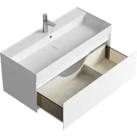 Тумба с раковиной подвесная Aqwella Geometria 100 GE01101WM, с одним ящиком, цвет белый