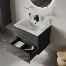 Тумба с раковиной IDDIS Bild 60, подвесная, Темно-серый, BIL60G0i95K