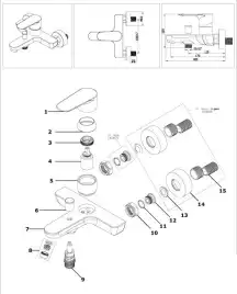Смеситель для ванны Azario LEYA AZ-15920501, однорычажный, с коротким изливом, Хром
