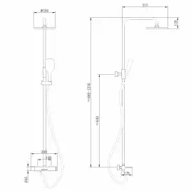 Душевая стойка ABBER Emotion AF8816B с изливом, черная матовая