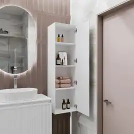 Шкаф-пенал для ванной Grossman Кристалл 35 подвесной, белый глянцевый (303545)