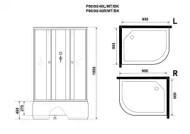 Душевая кабина Niagara Promo 90х80 P90/80/40L/MT/BK, Высокий поддон, без крыши