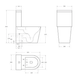 Унитаз-компакт BelBagno FLAY-TOR BB2149CP-TOR/SC безободкового со смывом TORNADO, с сиденьем