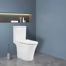 Унитаз-компакт Azario VISE AZ-1343BT напольный, безободковый, в комплекте с бачком и сиденьем микролифт, Белый глянцевый